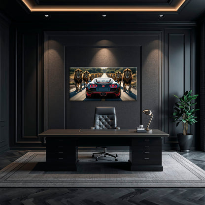 Bugatti Veyron Lion Pride Wall Art Supercar Motivational Canvas Print Cars