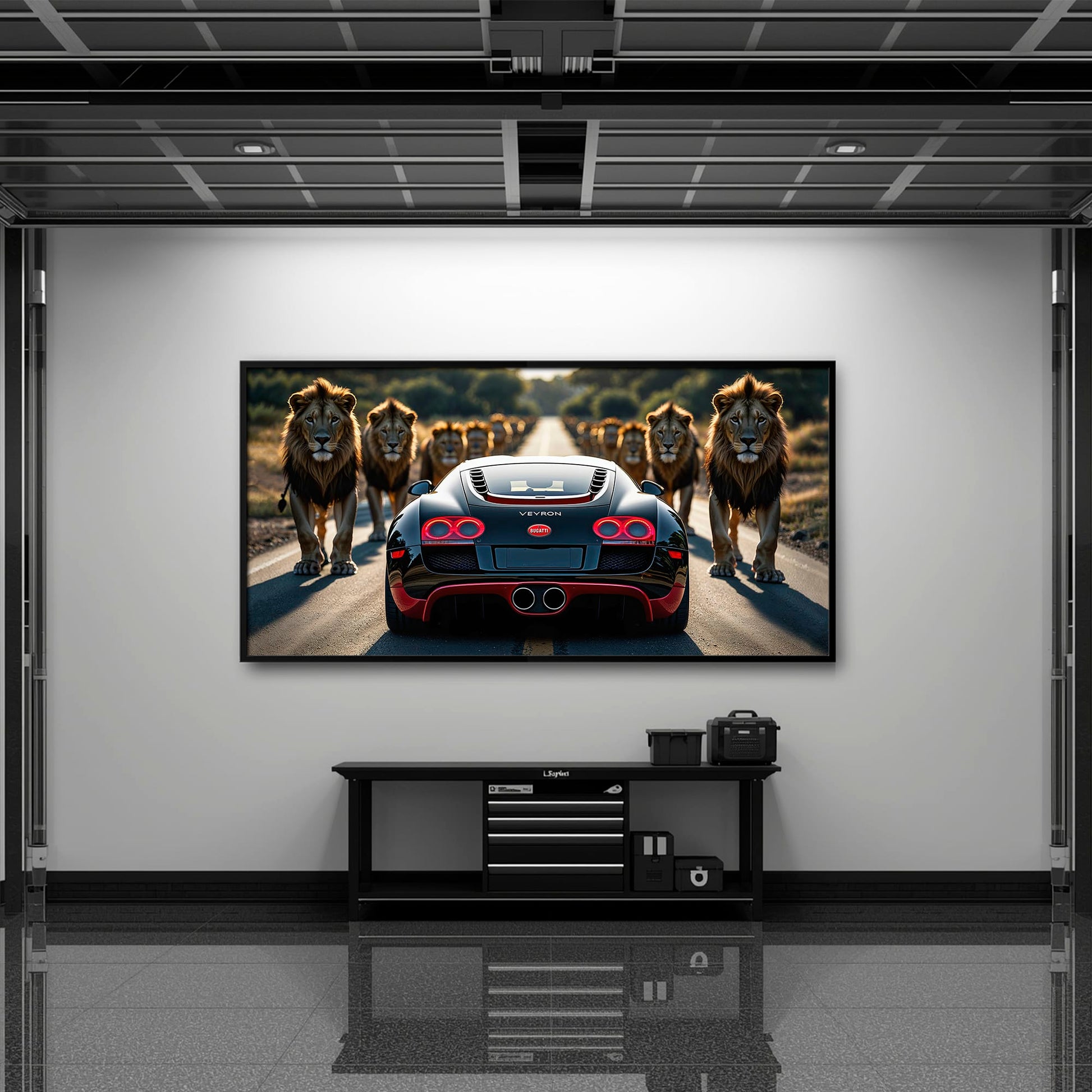 Bugatti Veyron Lion Pride Wall Art Supercar Motivational Canvas Print Cars