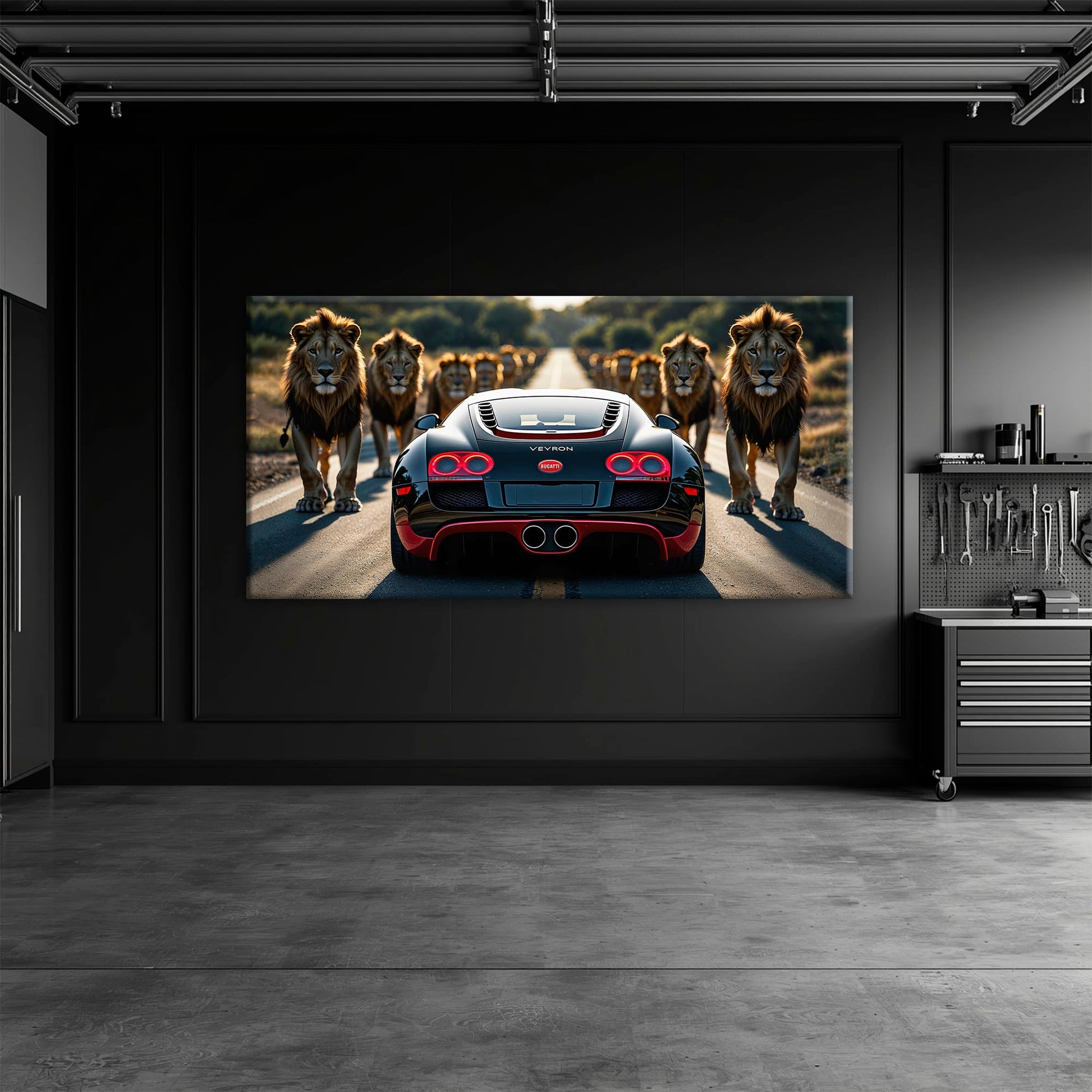 Bugatti Veyron Lion Pride Wall Art Supercar Motivational Canvas Print Cars