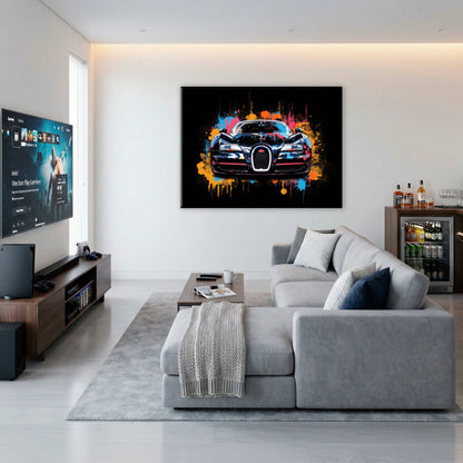 Bugatti Veyron Wall Art – Pop Art Supercar Canvas Print-Street Art Cars
