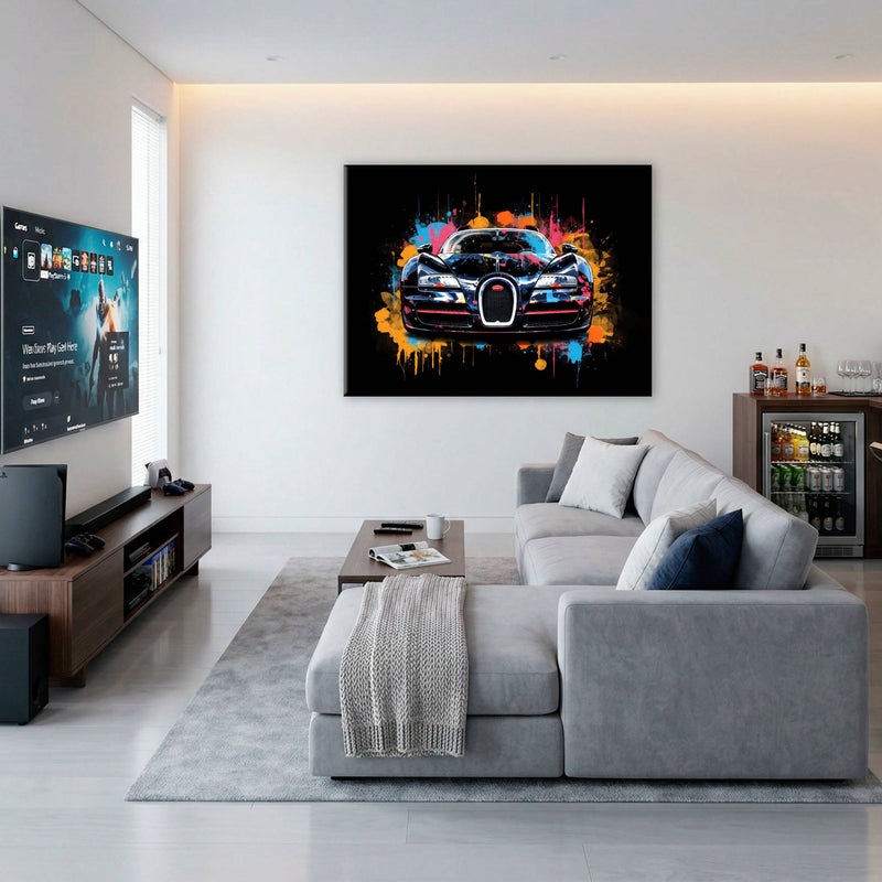 Bugatti Veyron Wall Art – Pop Art Supercar Canvas Print-Street Art Cars