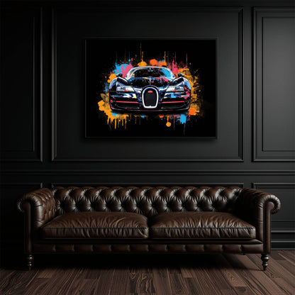 Bugatti Veyron Wall Art – Pop Art Supercar Canvas Print-Street Art Cars
