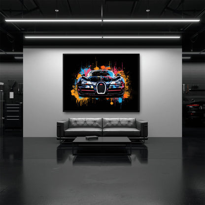 Bugatti Veyron Wall Art – Pop Art Supercar Canvas Print-Street Art Cars