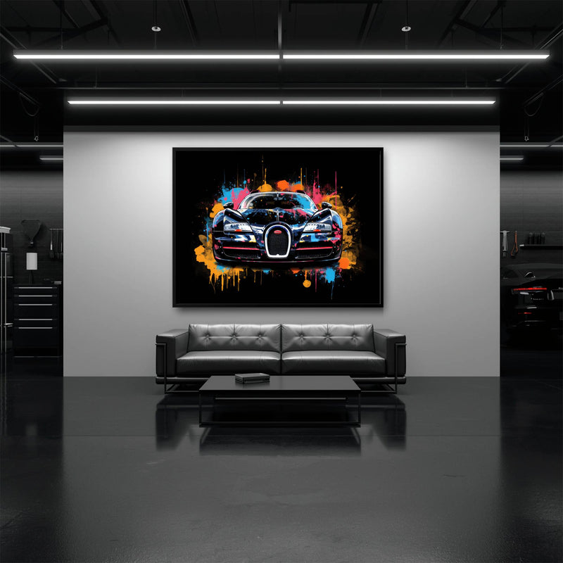 Bugatti Veyron Wall Art – Pop Art Supercar Canvas Print-Street Art Cars