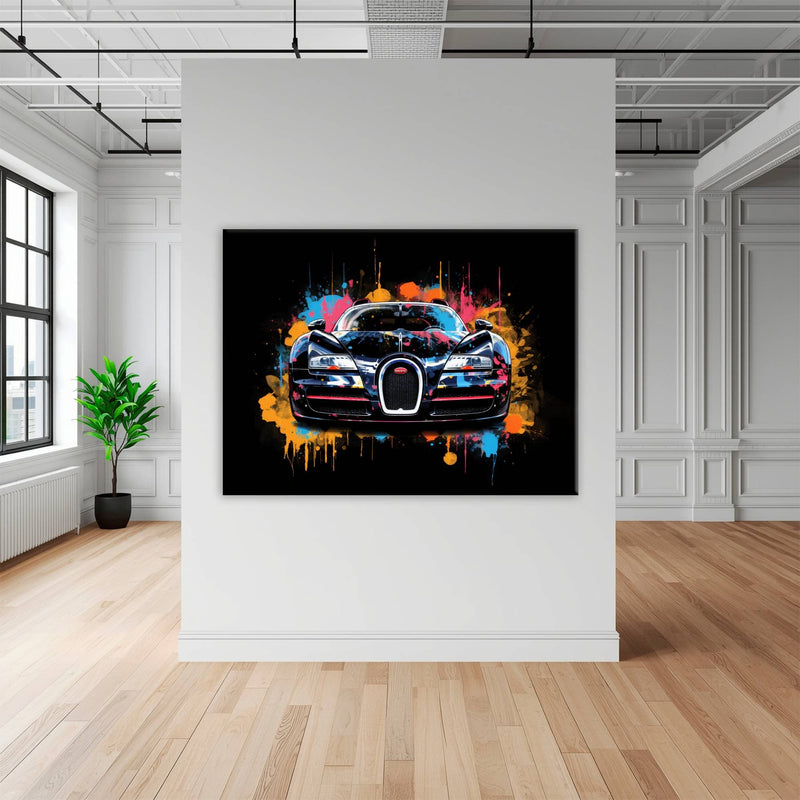 Bugatti Veyron Wall Art – Pop Art Supercar Canvas Print-Street Art Cars