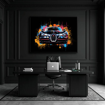 Bugatti Veyron Wall Art – Pop Art Supercar Canvas Print-Street Art Cars