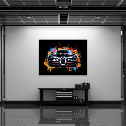 Bugatti Veyron Wall Art – Pop Art Supercar Canvas Print-Street Art Cars