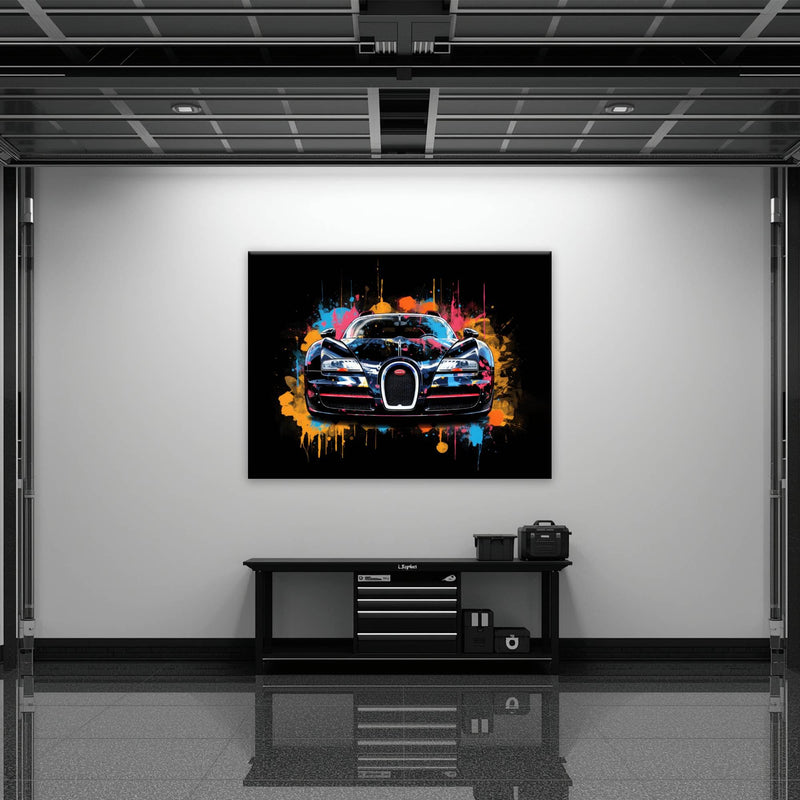 Bugatti Veyron Wall Art – Pop Art Supercar Canvas Print-Street Art Cars