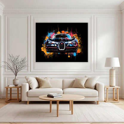 Bugatti Veyron Wall Art – Pop Art Supercar Canvas Print-Street Art Cars