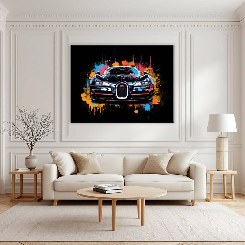 Bugatti Veyron Wall Art – Pop Art Supercar Canvas Print-Street Art Cars