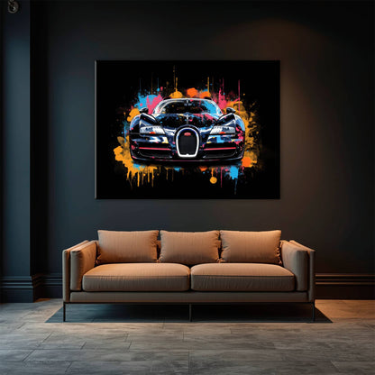 Bugatti Veyron Wall Art – Pop Art Supercar Canvas Print-Street Art Cars