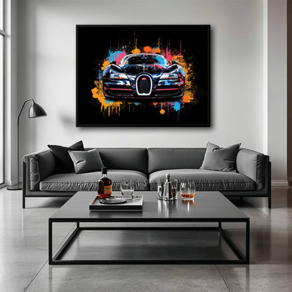 Bugatti Veyron Wall Art – Pop Art Supercar Canvas Print-Street Art Cars