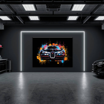 Bugatti Veyron Wall Art – Pop Art Supercar Canvas Print-Street Art Cars