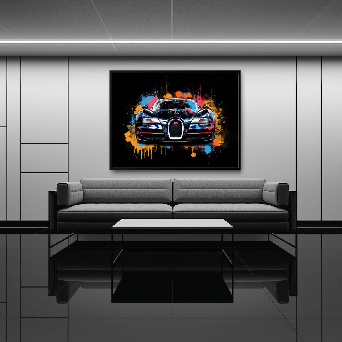 Bugatti Veyron Wall Art – Pop Art Supercar Canvas Print-Street Art Cars