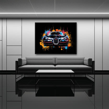 Bugatti Veyron Wall Art – Pop Art Supercar Canvas Print-Street Art Cars