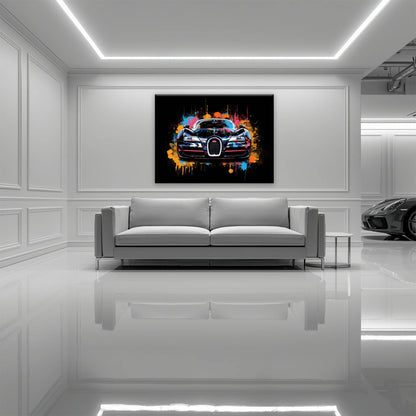 Bugatti Veyron Wall Art – Pop Art Supercar Canvas Print-Street Art Cars