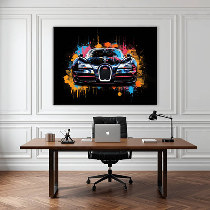 Bugatti Veyron Wall Art – Pop Art Supercar Canvas Print-Street Art Cars