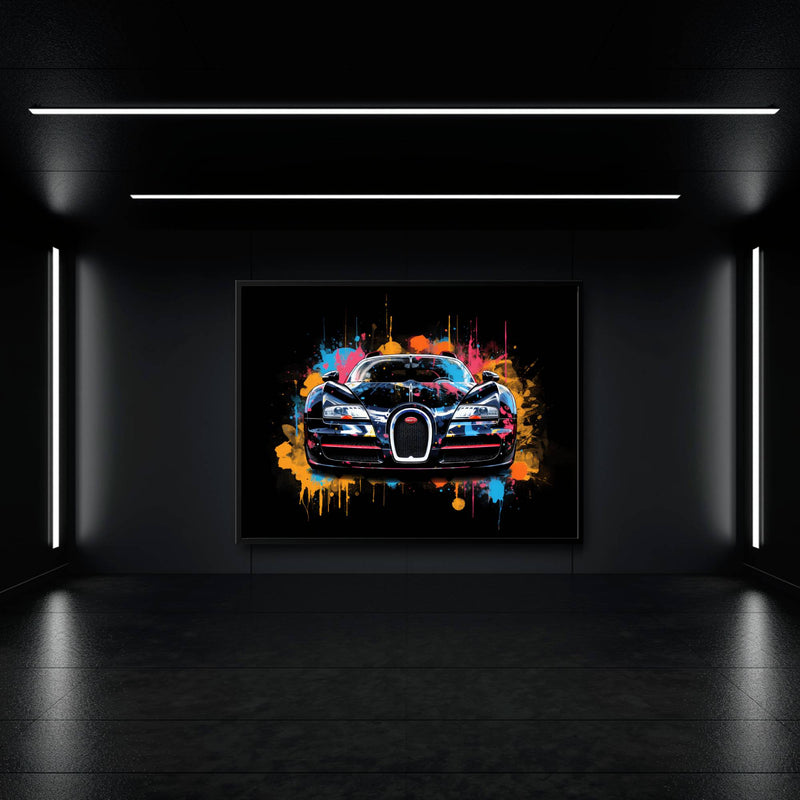 Bugatti Veyron Wall Art – Pop Art Supercar Canvas Print-Street Art Cars