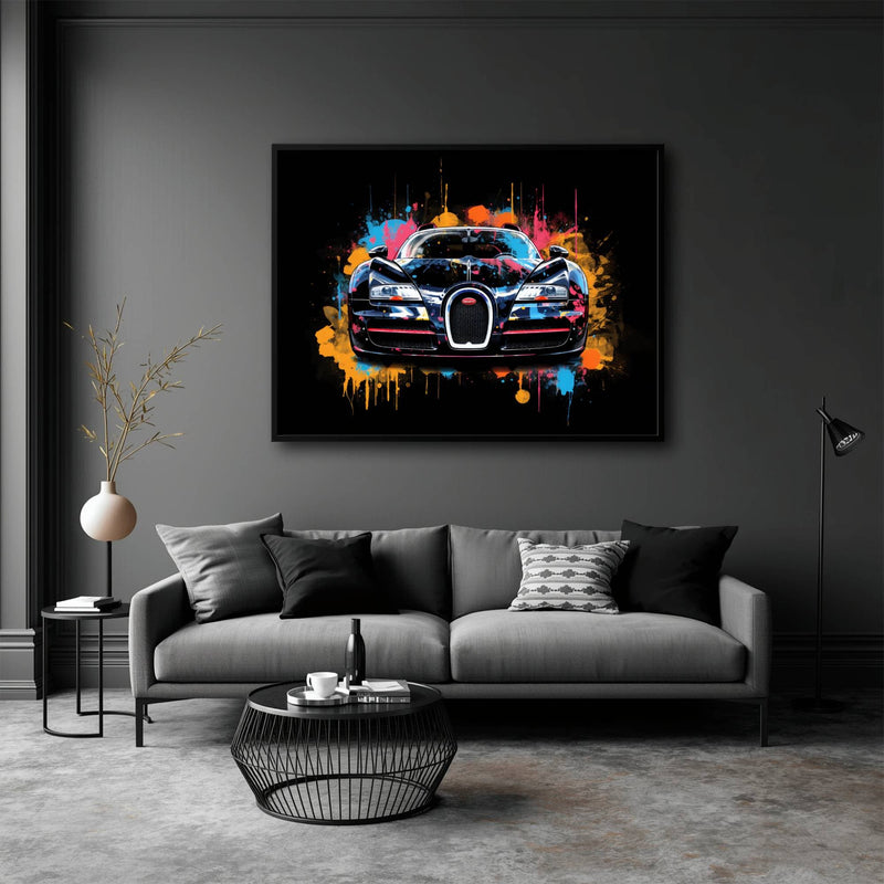 Bugatti Veyron Wall Art – Pop Art Supercar Canvas Print-Street Art Cars