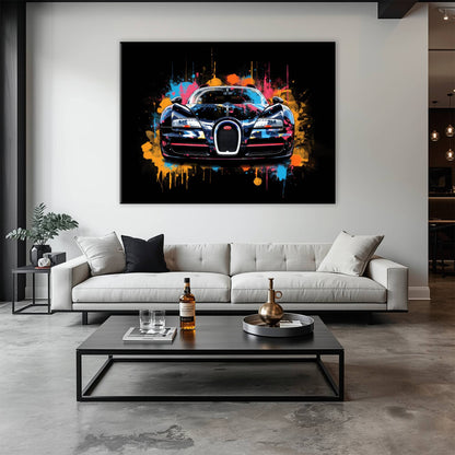 Bugatti Veyron Wall Art – Pop Art Supercar Canvas Print-Street Art Cars
