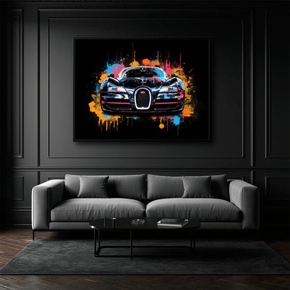 Bugatti Veyron Wall Art – Pop Art Supercar Canvas Print-Street Art Cars
