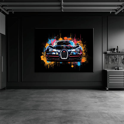 Bugatti Veyron Wall Art – Pop Art Supercar Canvas Print-Street Art Cars