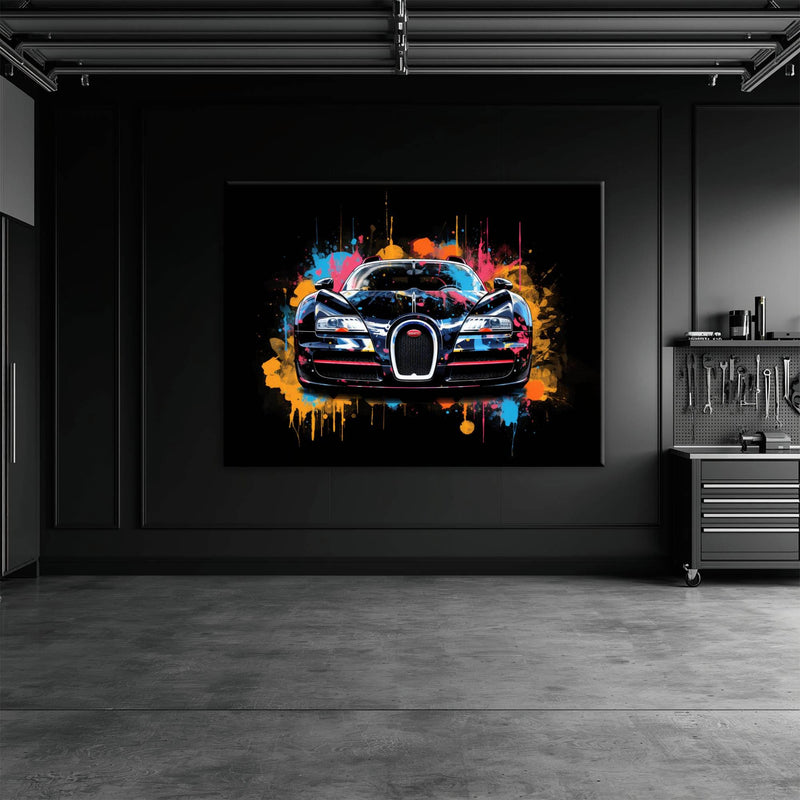 Bugatti Veyron Wall Art – Pop Art Supercar Canvas Print-Street Art Cars