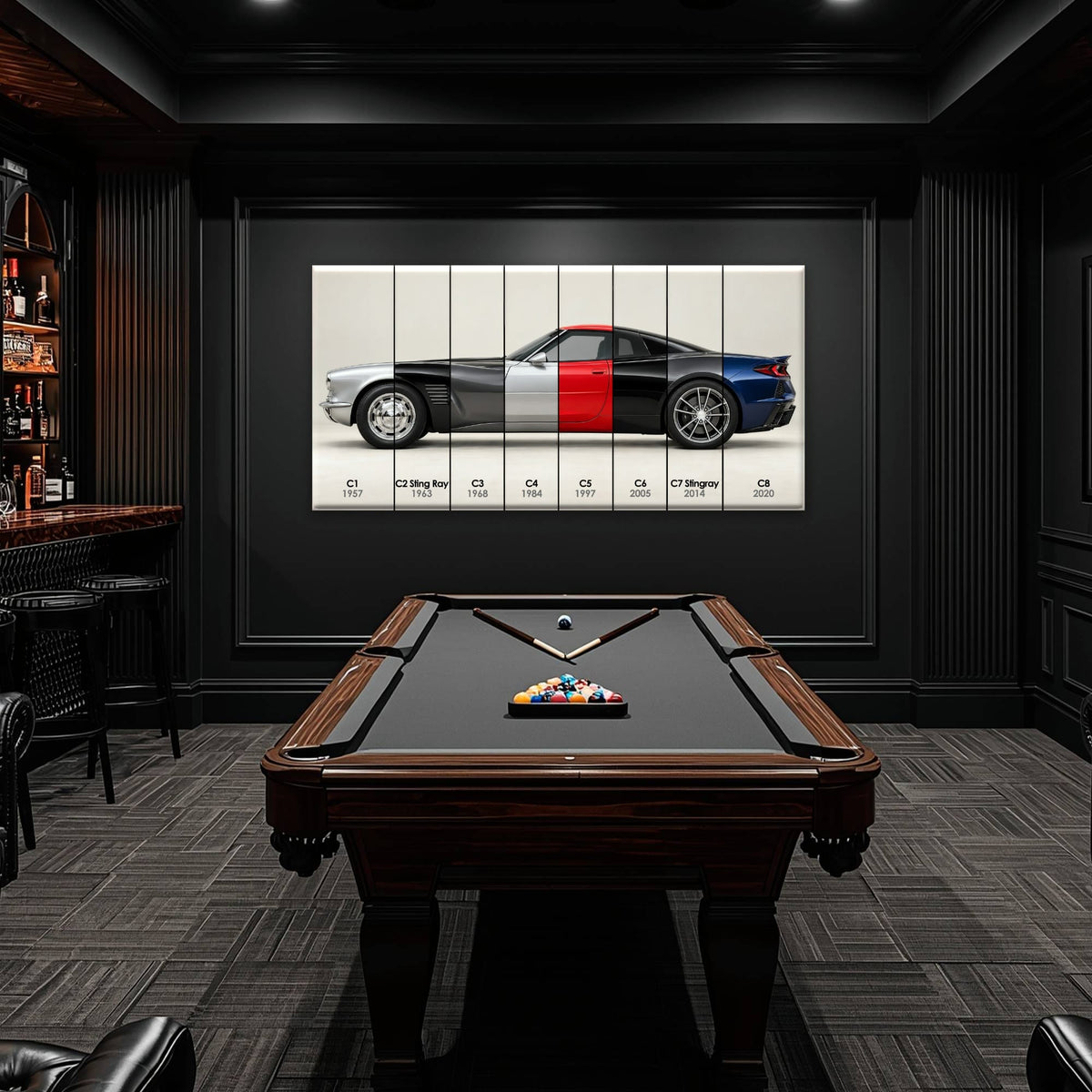 Corvette Evolution Poster C1–C8 & Canvas Wall Art | Caveson Cars
