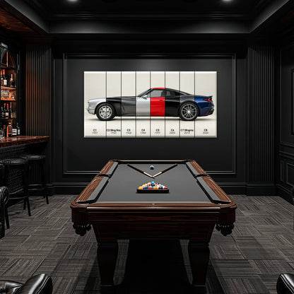 Corvette Evolution Poster C1–C8 & Canvas Wall Art | Caveson Cars