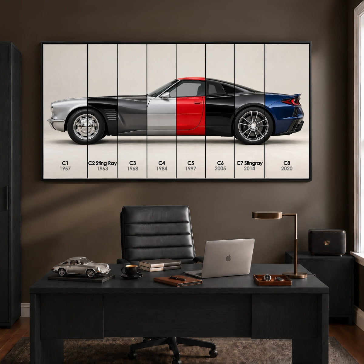 Corvette Evolution Poster C1–C8 & Canvas Wall Art | Caveson Cars