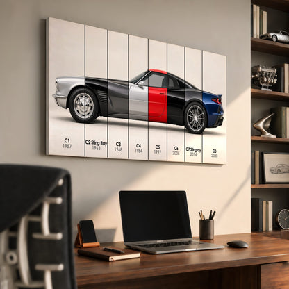 Corvette Evolution Poster C1–C8 & Canvas Wall Art | Caveson Cars