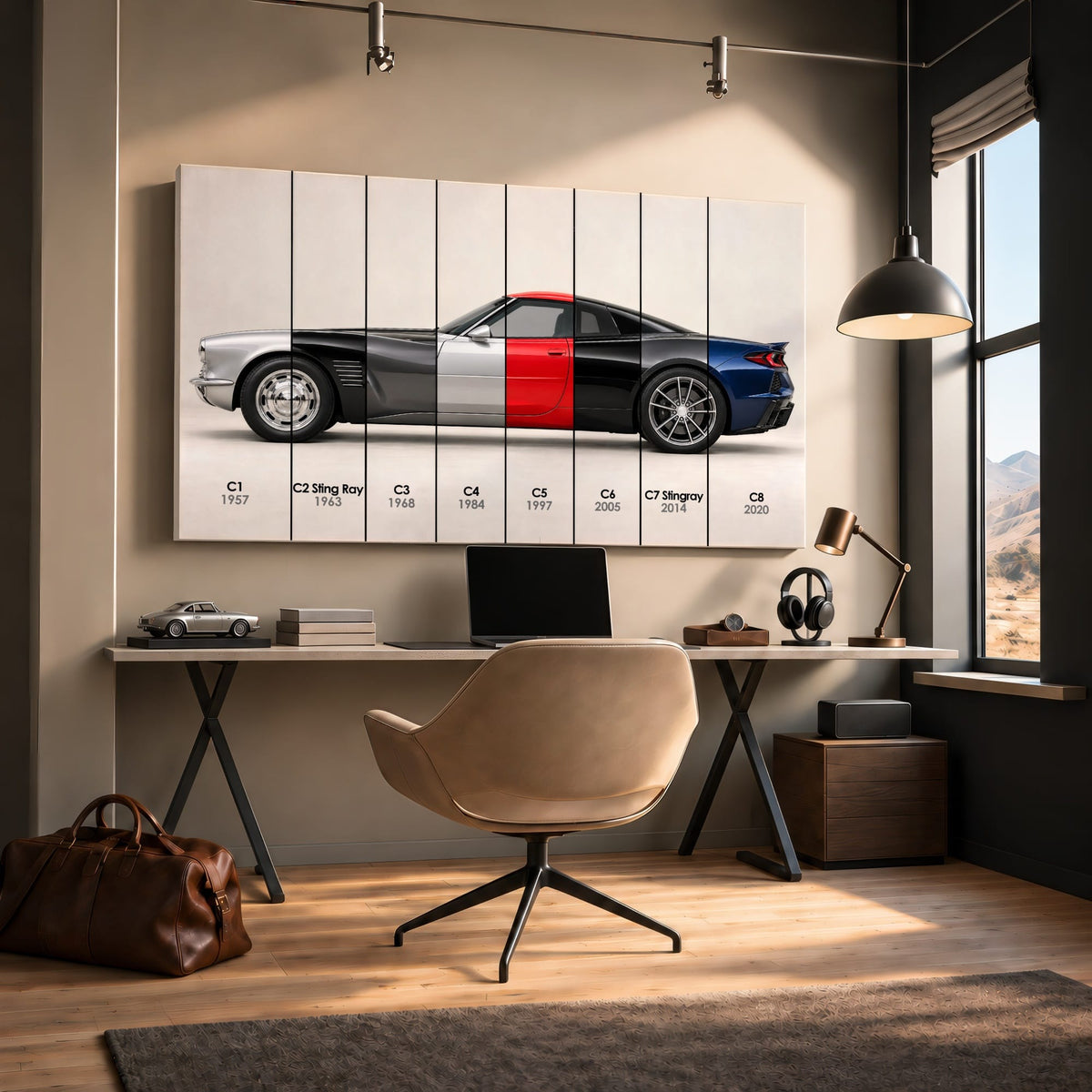 Corvette Evolution Poster C1–C8 & Canvas Wall Art | Caveson Cars