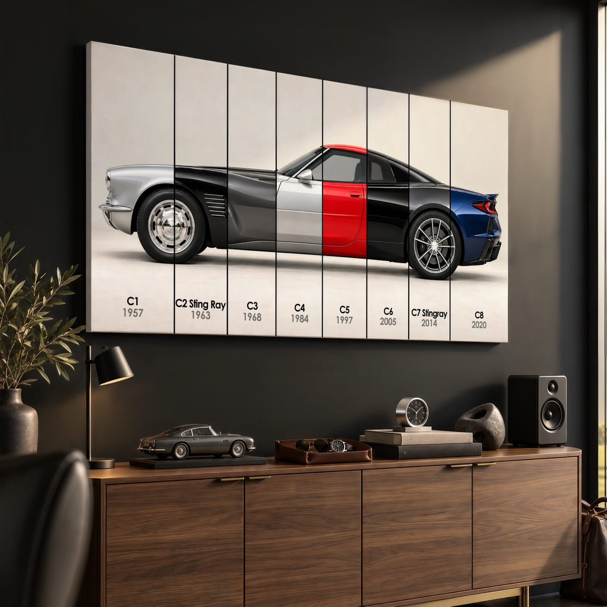 Corvette Evolution Poster C1–C8 & Canvas Wall Art | Caveson Cars