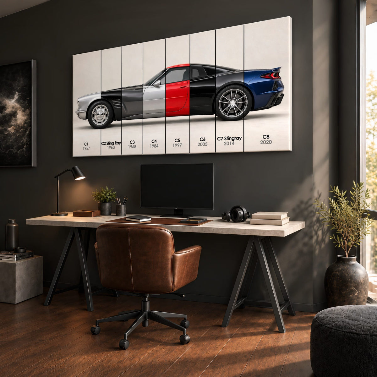 Corvette Evolution Poster C1–C8 & Canvas Wall Art | Caveson Cars