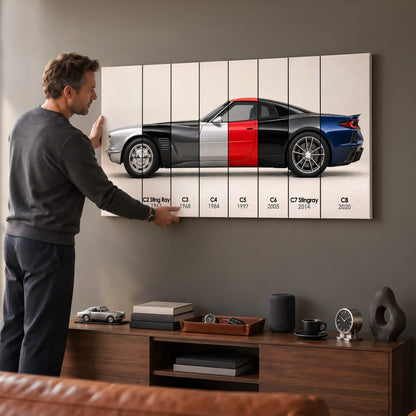 Corvette Evolution Poster C1–C8 & Canvas Wall Art | Caveson Cars