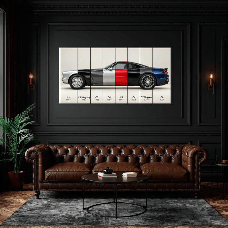 Corvette Evolution Poster C1–C8 & Canvas Wall Art | Caveson Cars