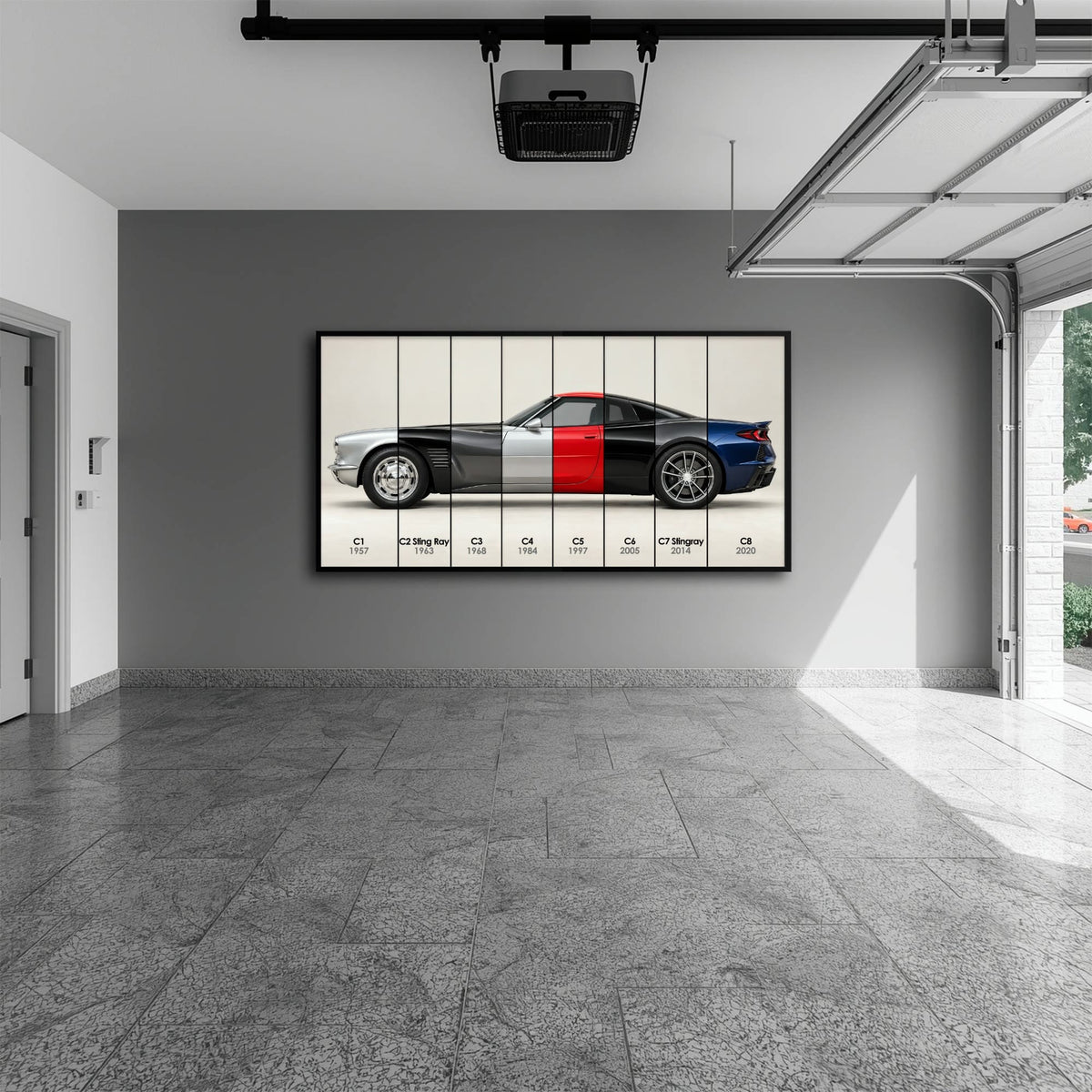 Corvette Evolution Poster C1–C8 & Canvas Wall Art | Caveson Cars