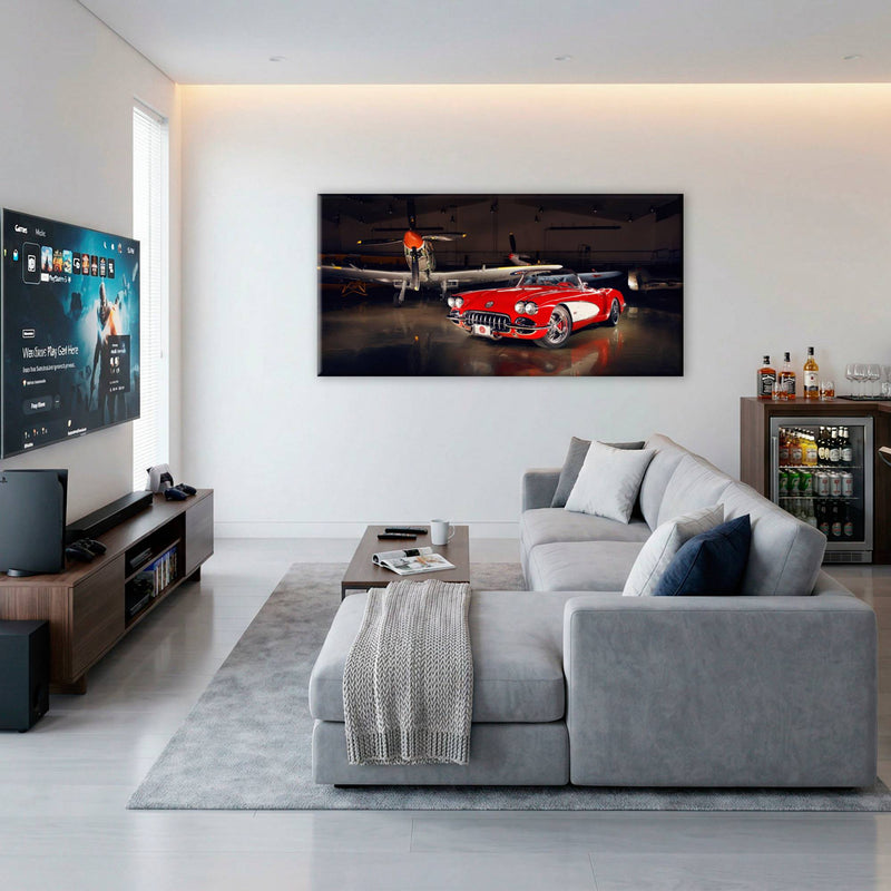 Vintage Chevrolet Corvette C1 Wall Art – Retro Muscle Car Canvas Print Cars