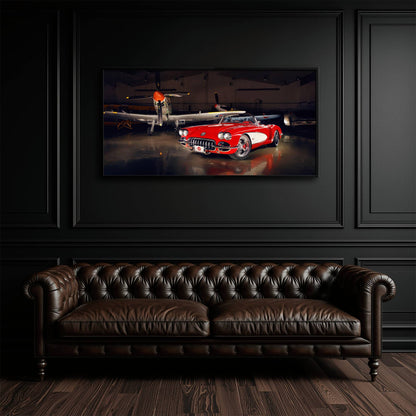 Vintage Chevrolet Corvette C1 Wall Art – Retro Muscle Car Canvas Print Cars