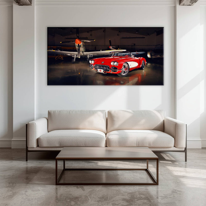 Vintage Chevrolet Corvette C1 Wall Art – Retro Muscle Car Canvas Print Cars