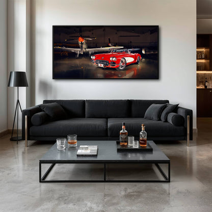 Vintage Chevrolet Corvette C1 Wall Art – Retro Muscle Car Canvas Print Cars