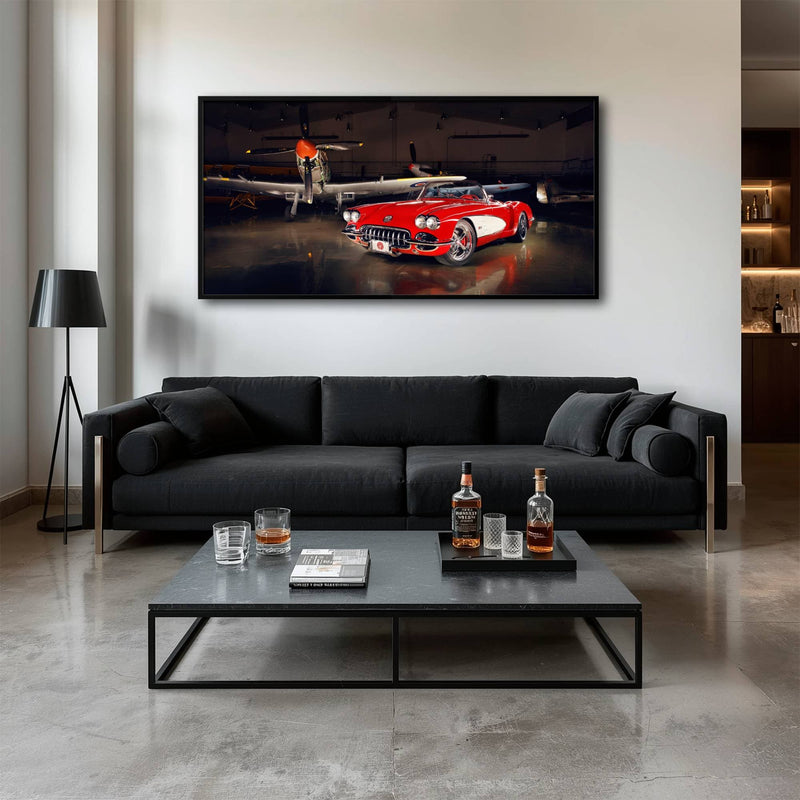 Vintage Chevrolet Corvette C1 Wall Art – Retro Muscle Car Canvas Print Cars