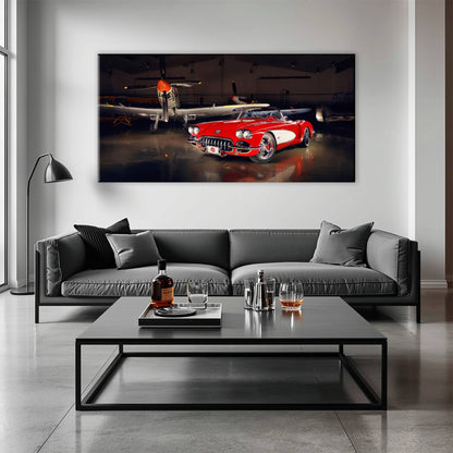 Vintage Chevrolet Corvette C1 Wall Art – Retro Muscle Car Canvas Print Cars