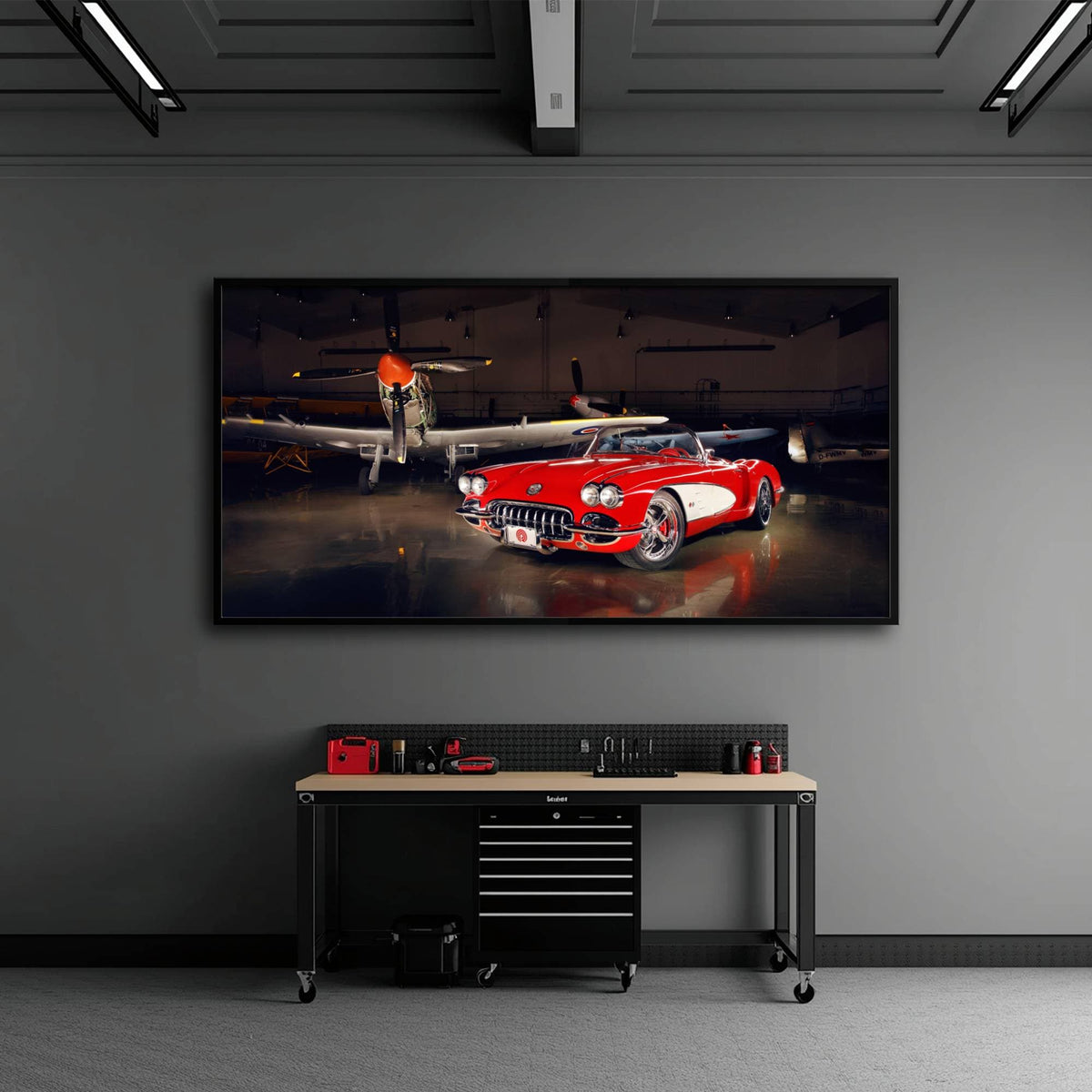Vintage Chevrolet Corvette C1 Wall Art – Retro Muscle Car Canvas Print Cars