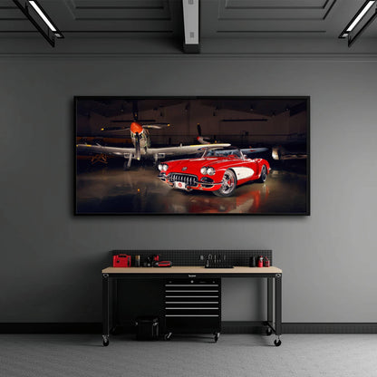 Vintage Chevrolet Corvette C1 Wall Art – Retro Muscle Car Canvas Print Cars