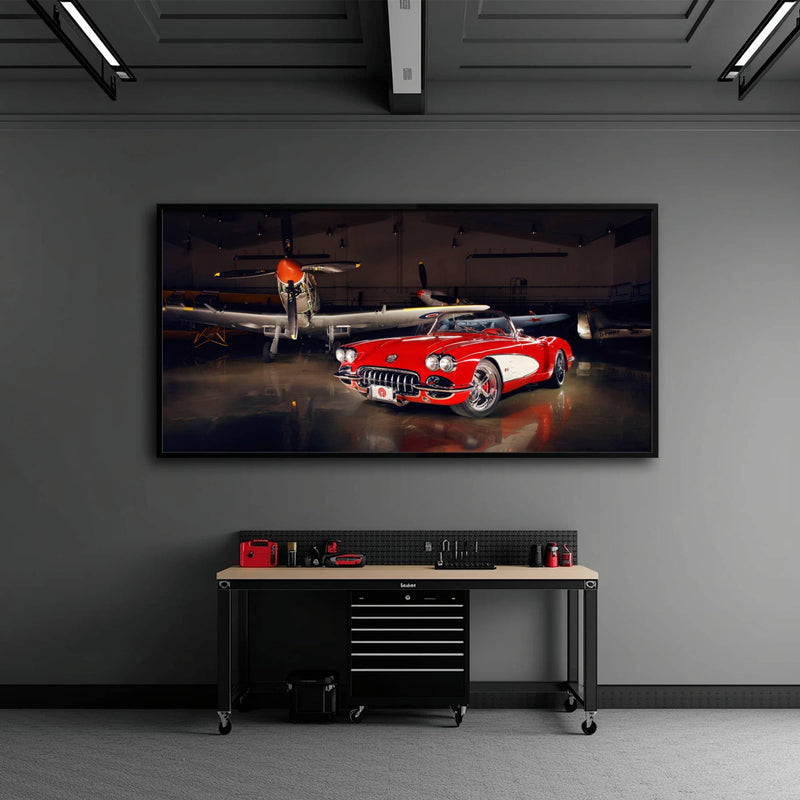 Vintage Chevrolet Corvette C1 Wall Art – Retro Muscle Car Canvas Print Cars