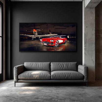 Vintage Chevrolet Corvette C1 Wall Art – Retro Muscle Car Canvas Print Cars