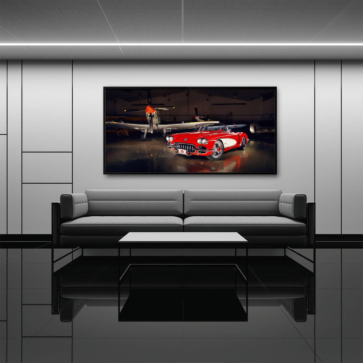 Vintage Chevrolet Corvette C1 Wall Art – Retro Muscle Car Canvas Print Cars