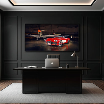 Vintage Chevrolet Corvette C1 Wall Art – Retro Muscle Car Canvas Print Cars