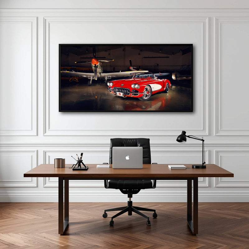 Vintage Chevrolet Corvette C1 Wall Art – Retro Muscle Car Canvas Print Cars